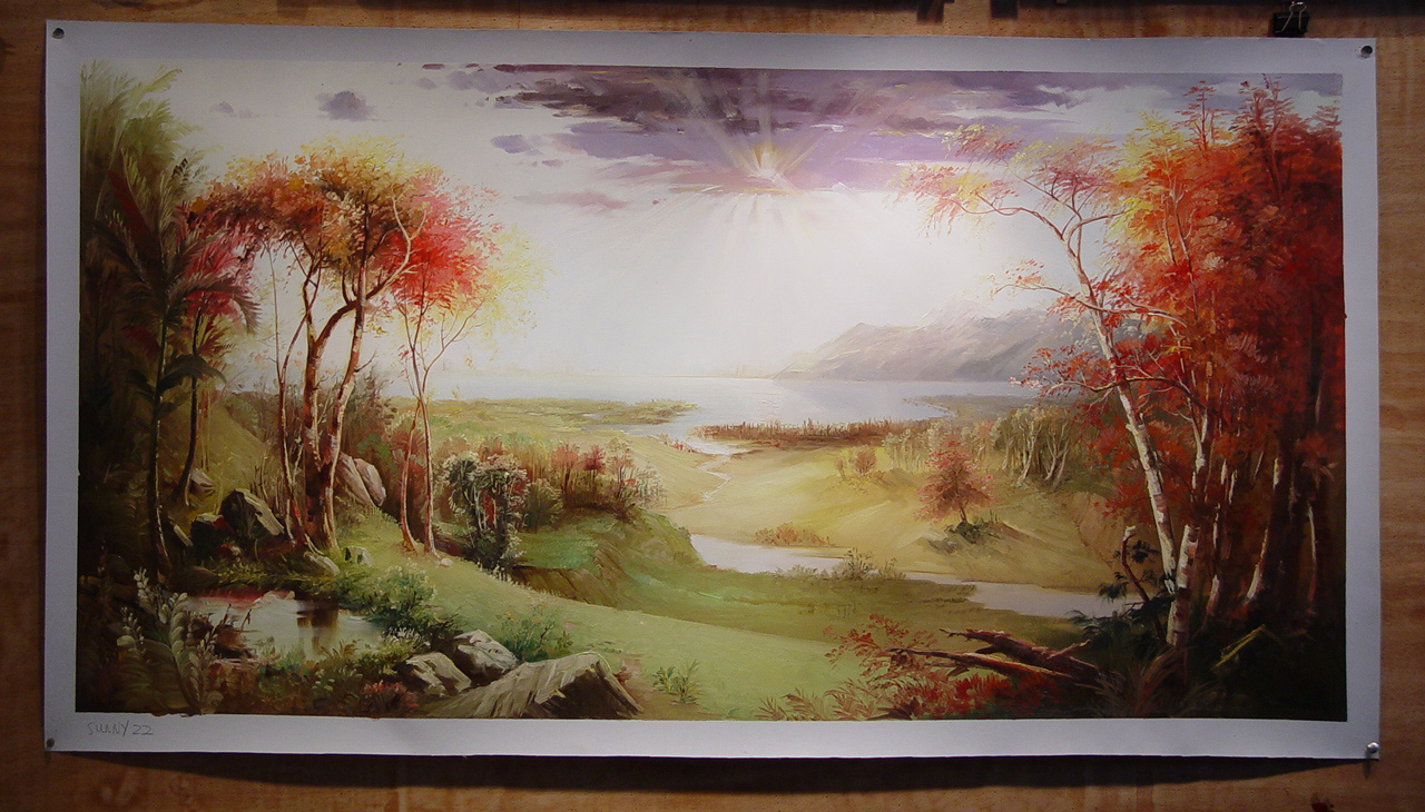 (image for) Handmade oil painting Copy paintings of famous artists Thomas Kinkade's painting,No.55 - Click Image to Close